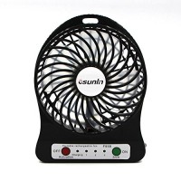 Portable ReFeng 18650 lithium-ion Rechargeable Battery 2400mAh Fan with Mini USB Fan 4-inch Vanes 3 Speeds With Mini USB Table Fan (Black) - B01C18O3BA